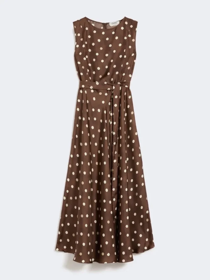 Twill jurk met patroon, bruin