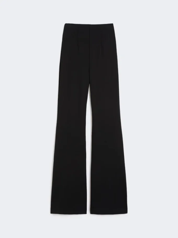 Uitlopende broek van stretchjersey, zwart Uitlopende broek van stretchjersey, zwart