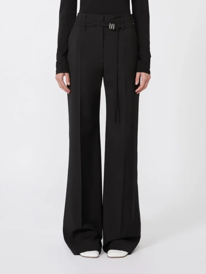 Uitlopende broek van stretchwol, zwart Uitlopende broek van stretchwol, zwart