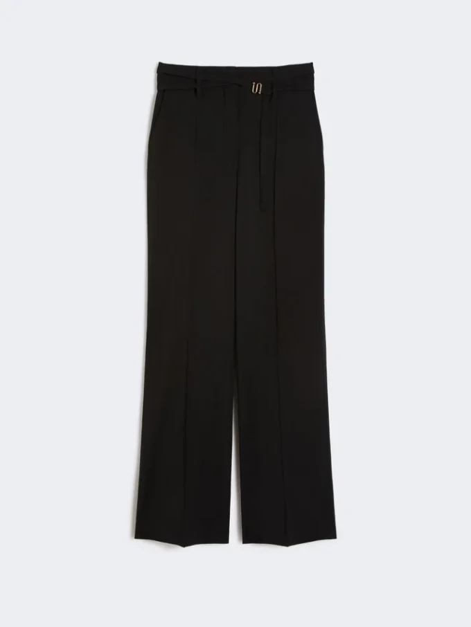 Uitlopende broek van stretchwol, zwart Uitlopende broek van stretchwol, zwart