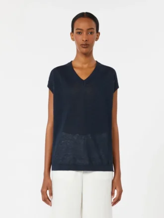 Vest van linnen garen, marineblauw