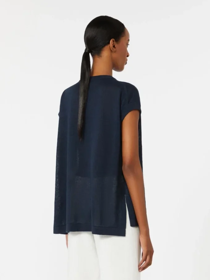 Vest van linnen garen, marineblauw
