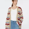 Vest van linnen garen met riem, kersenrood