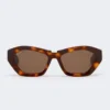 Vierkante, opvallende zonnebril, tawny bronsbruin Vierkante, opvallende zonnebril, tawny bronsbruin