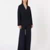 Viscose crêpe jasje met dubbele rij knopen, ultramarijn Viscose crêpe jasje met dubbele rij knopen, ultramarijn
