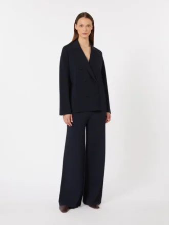Broek van gebreide viscose crêpe, ultramarijn