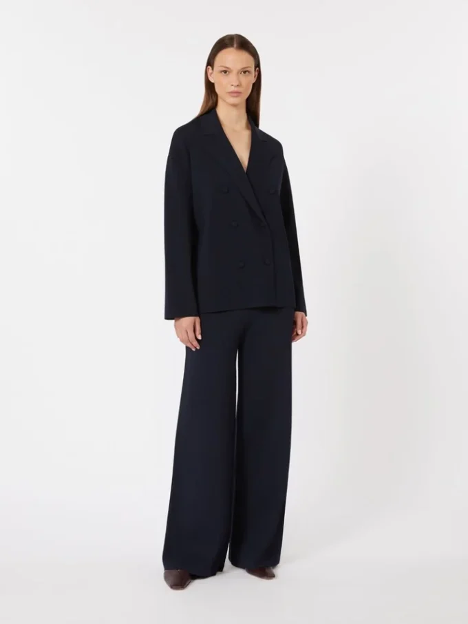 Viscose crêpe jasje met dubbele rij knopen, ultramarijn Viscose crêpe jasje met dubbele rij knopen, ultramarijn