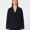Viscose crêpe jasje met dubbele rij knopen, ultramarijn Viscose crêpe jasje met dubbele rij knopen, ultramarijn