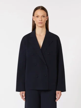 Viscose crêpe jasje met dubbele rij knopen, ultramarijn Viscose crêpe jasje met dubbele rij knopen, ultramarijn