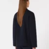 Viscose crêpe jasje met dubbele rij knopen, ultramarijn Viscose crêpe jasje met dubbele rij knopen, ultramarijn