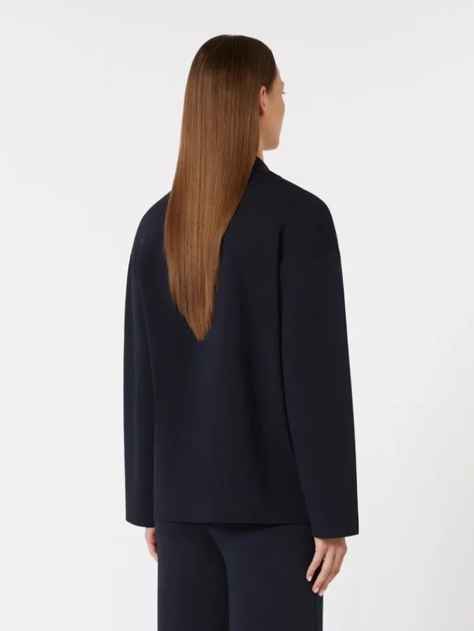 Viscose crêpe jasje met dubbele rij knopen, ultramarijn Viscose crêpe jasje met dubbele rij knopen, ultramarijn