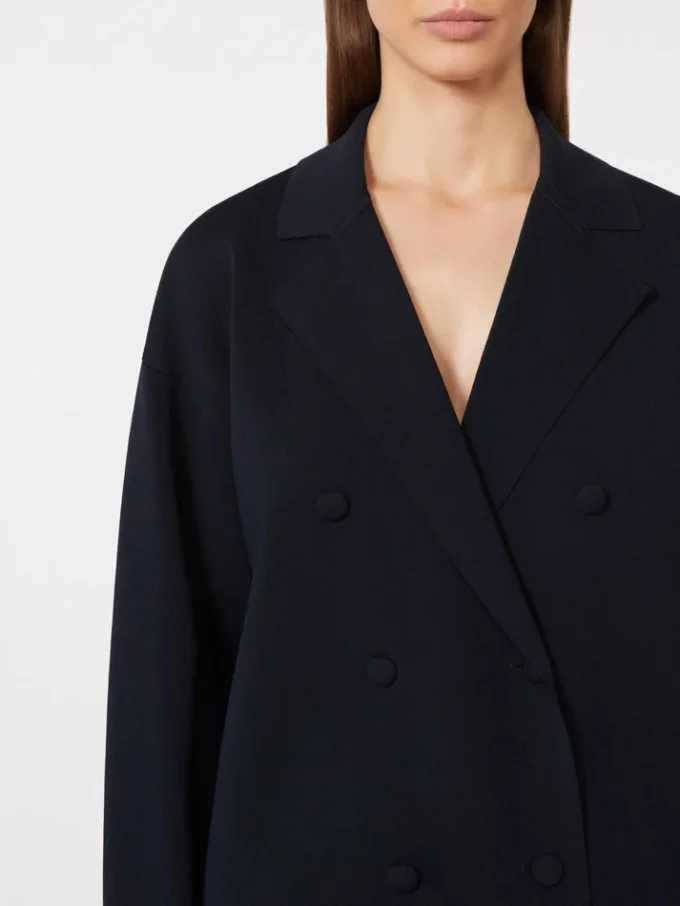 Viscose crêpe jasje met dubbele rij knopen, ultramarijn Viscose crêpe jasje met dubbele rij knopen, ultramarijn