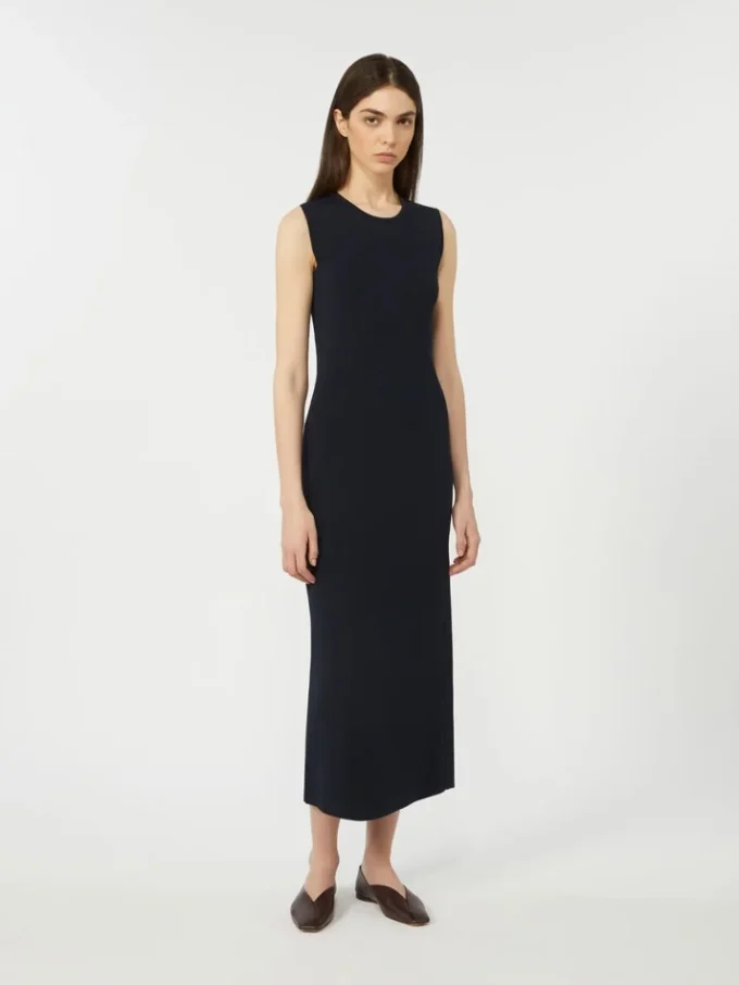 Viscose crêpe kokerjurk, ultramarijn Viscose crêpe kokerjurk, ultramarijn
