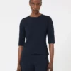 Viscose crêpe trui met ronde hals, ultramarijn
