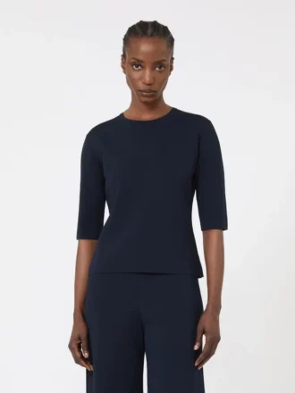 Viscose crêpe trui met ronde hals, ultramarijn Viscose crêpe trui met ronde hals, ultramarijn