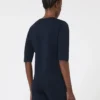 Viscose crêpe trui met ronde hals, ultramarijn