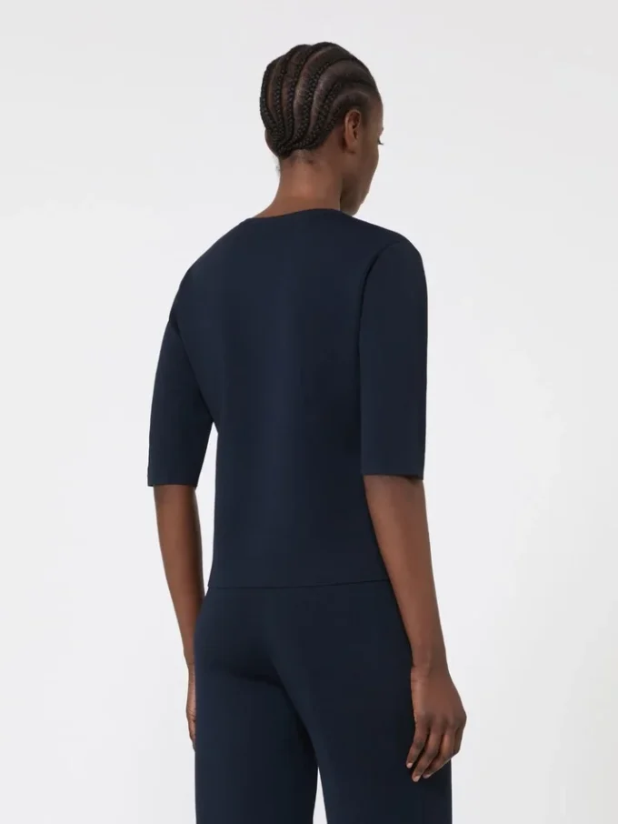 Viscose crêpe trui met ronde hals, ultramarijn
