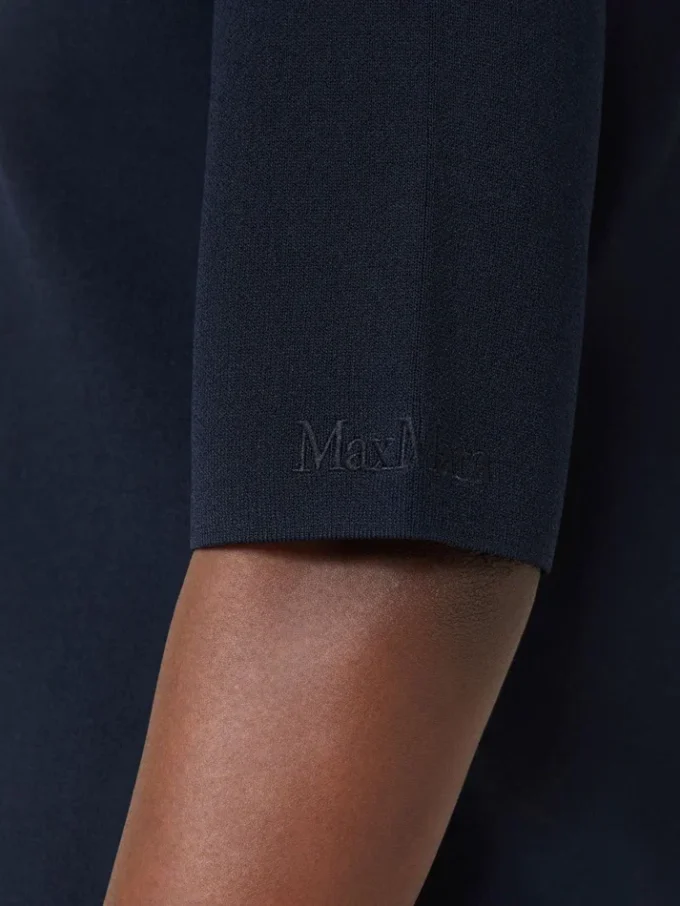 Viscose crêpe trui met ronde hals, ultramarijn