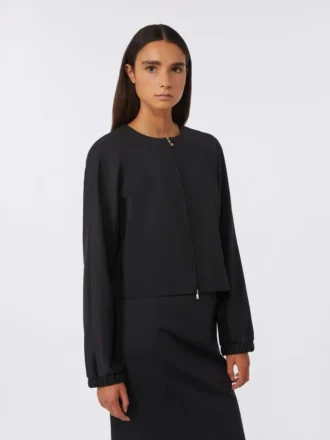 Viscose jersey boxy jasje, zwart