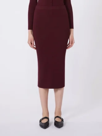 Viscose kokerrok, bordeaux