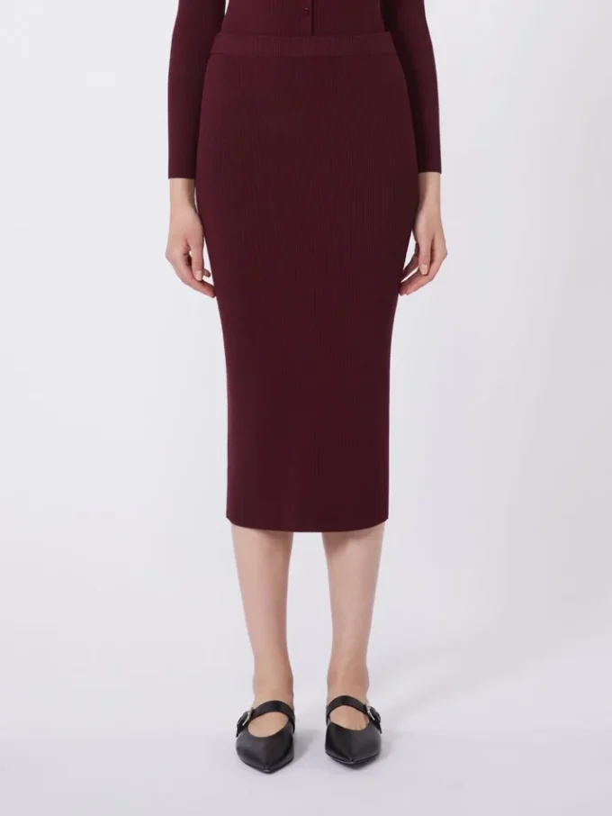 Viscose kokerrok, bordeaux
