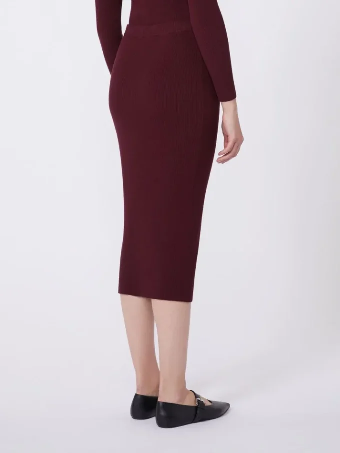 Viscose kokerrok, bordeaux