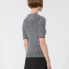 Viscose mesh-trui met korte mouwen, wit zwart