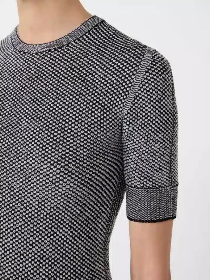Viscose mesh-trui met korte mouwen, wit zwart