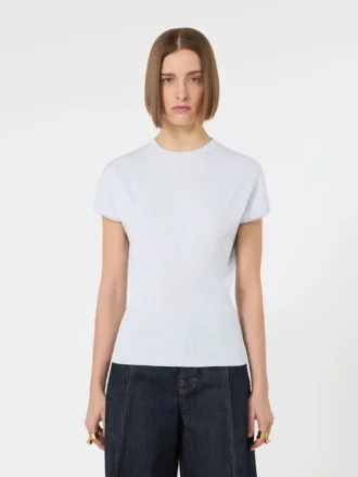 Viscose trui met ribbreisel, lichtblauw