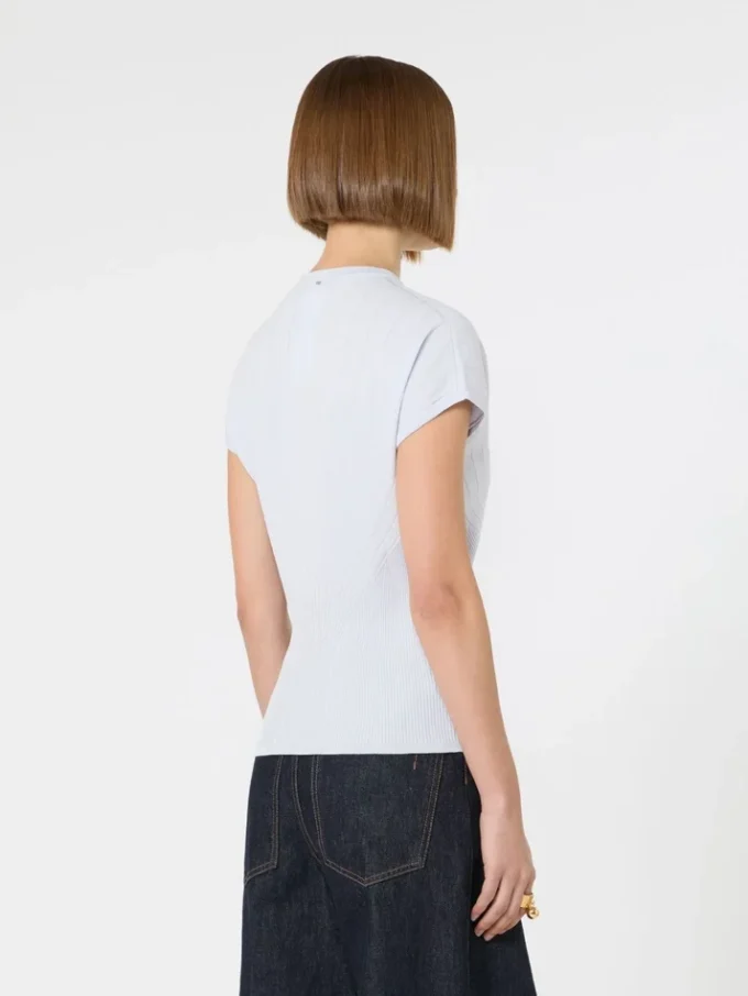 Viscose trui met ribbreisel, lichtblauw Viscose trui met ribbreisel, lichtblauw