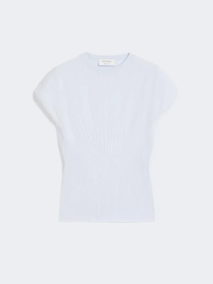 Viscose trui met ribbreisel, lichtblauw Viscose trui met ribbreisel, lichtblauw