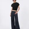 Viscose trui met ribbreisel, zwart Viscose trui met ribbreisel, zwart