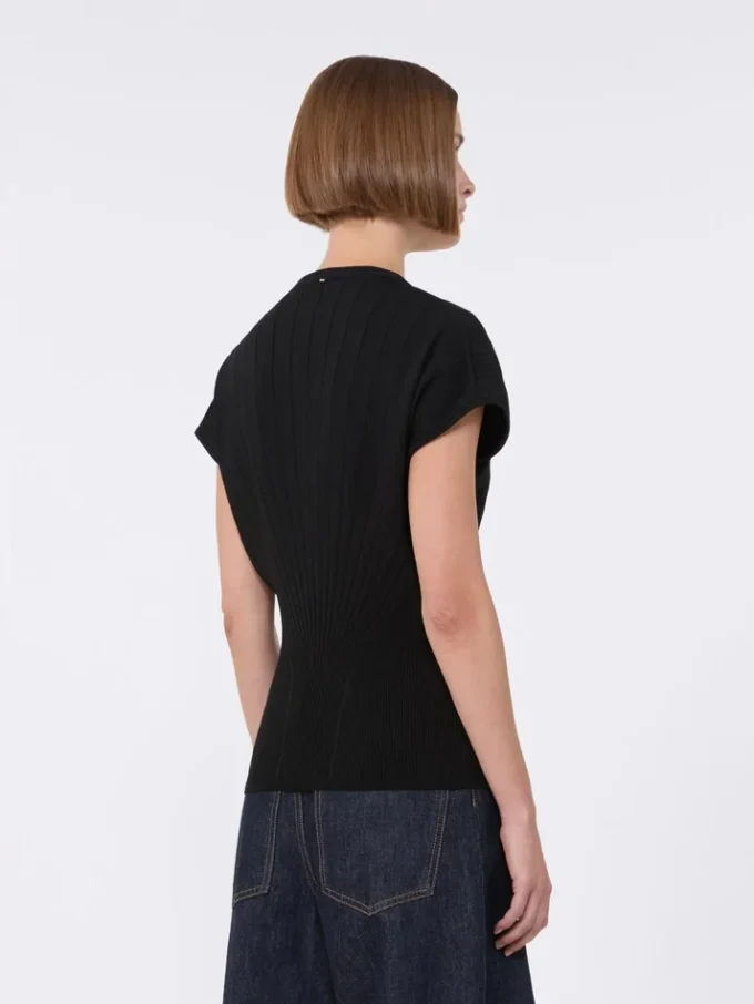 Viscose trui met ribbreisel, zwart Viscose trui met ribbreisel, zwart