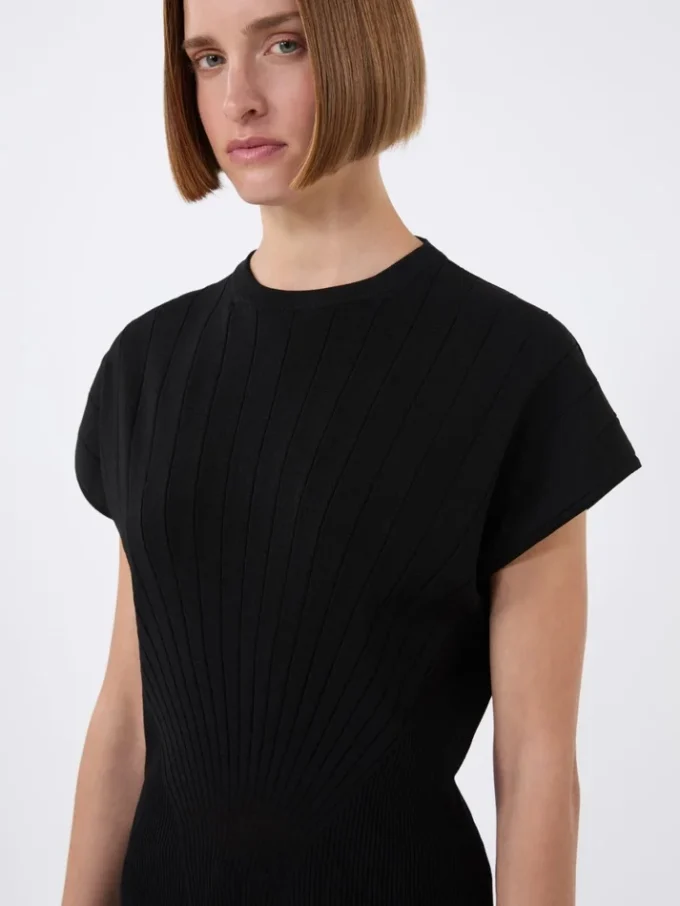 Viscose trui met ribbreisel, zwart Viscose trui met ribbreisel, zwart