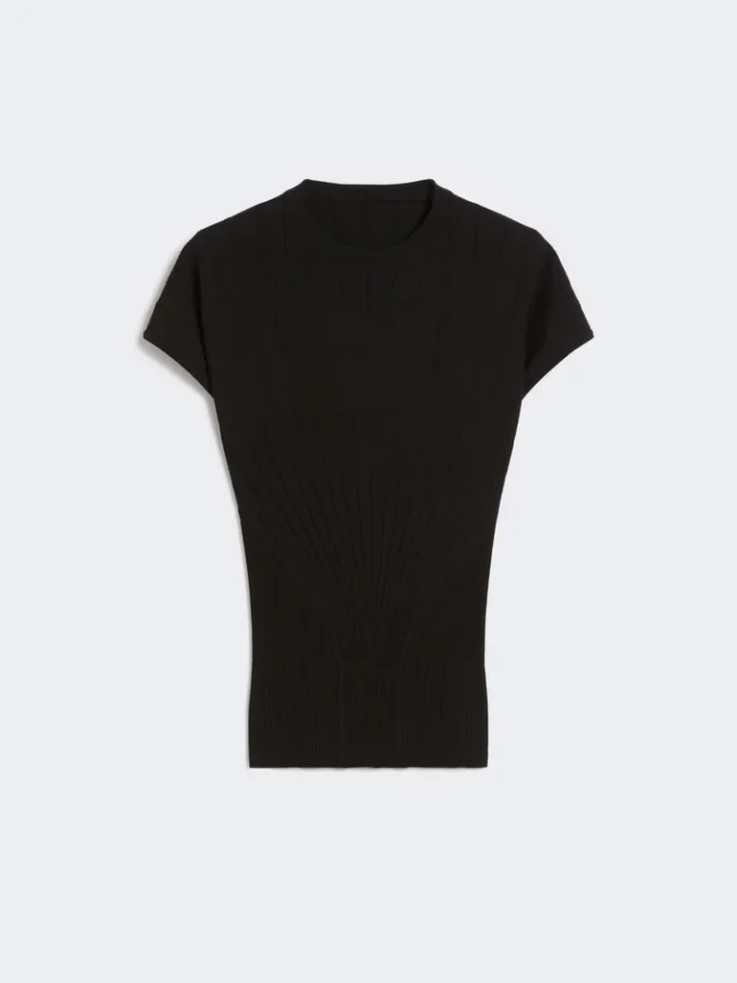 Viscose trui met ribbreisel, zwart Viscose trui met ribbreisel, zwart