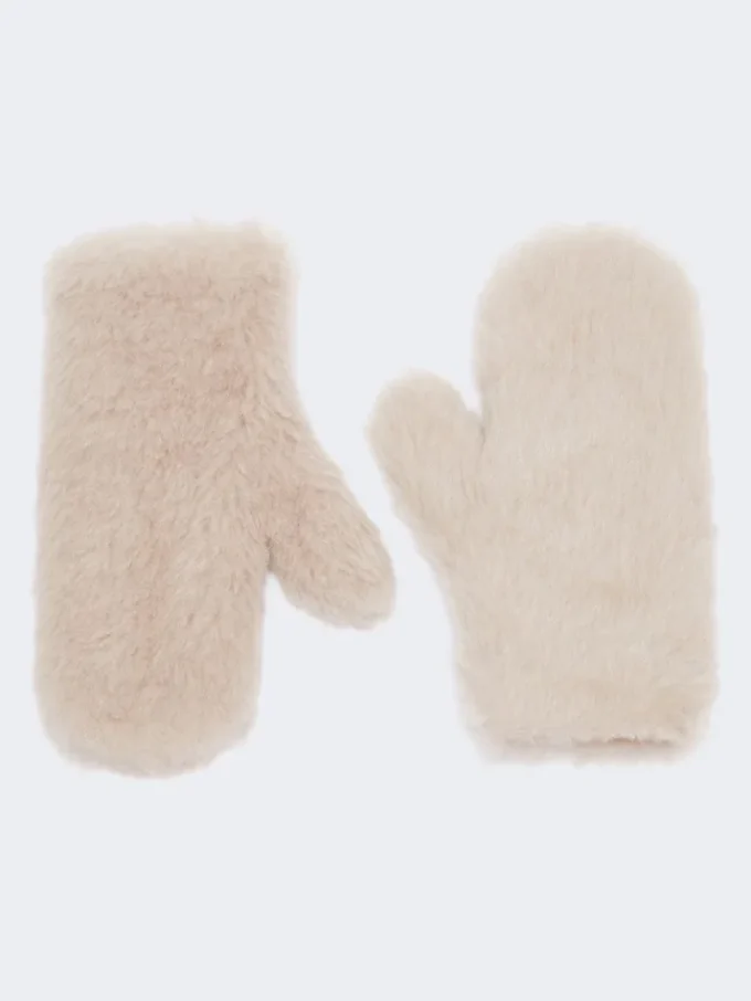 Wanten van alpaca en teddywol, beige Wanten van alpaca en teddywol, beige