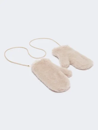 Wanten van alpaca en teddywol, beige