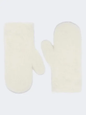 Wanten van alpaca en teddywol, optisch wit