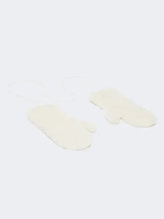 Wanten van alpaca en teddywol, optisch wit