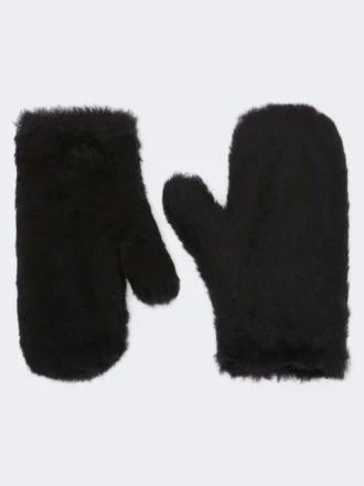 Wanten van alpaca en teddywol, zwart