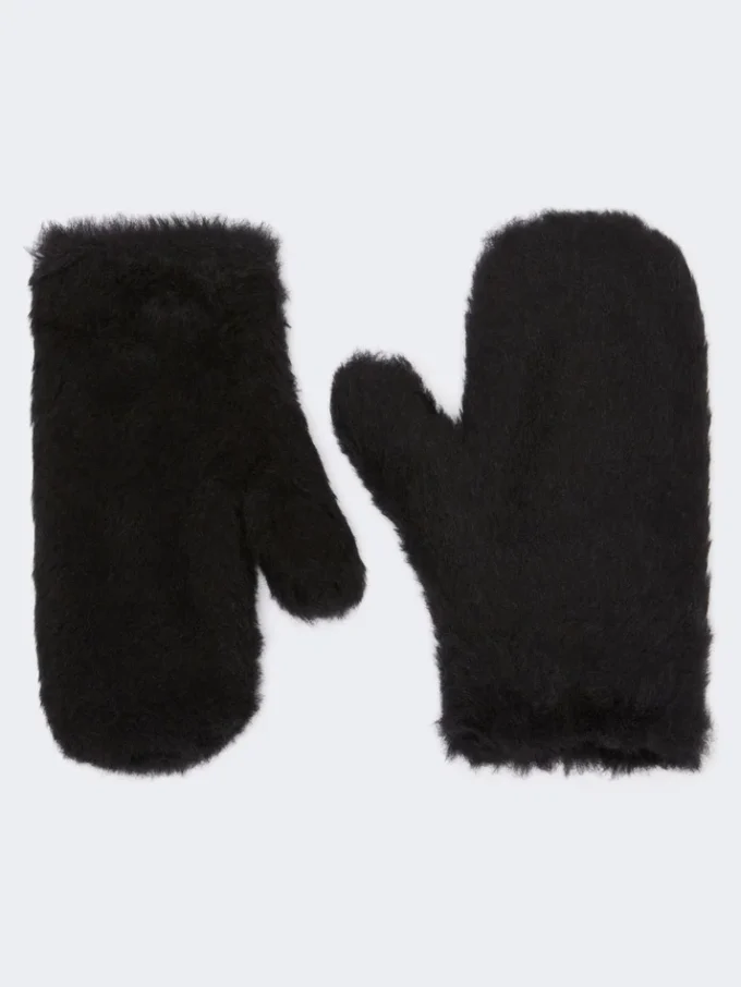 Wanten van alpaca en teddywol, zwart Wanten van alpaca en teddywol, zwart