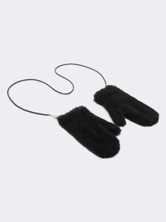 Wanten van alpaca en teddywol, zwart