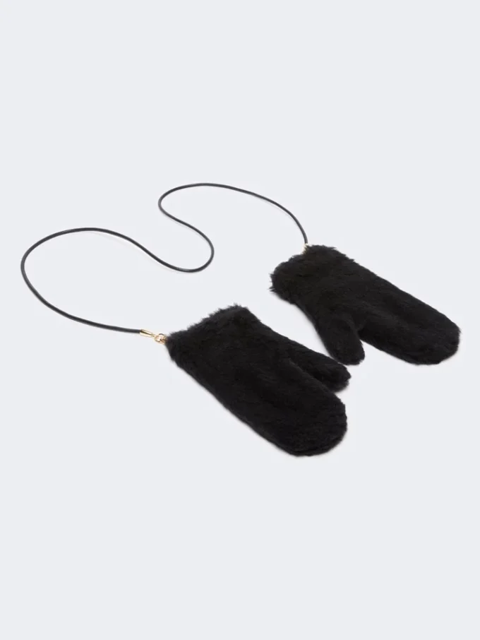 Wanten van alpaca en teddywol, zwart Wanten van alpaca en teddywol, zwart
