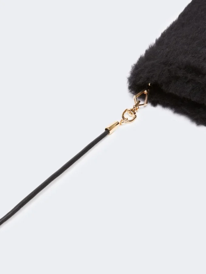 Wanten van alpaca en teddywol, zwart Wanten van alpaca en teddywol, zwart