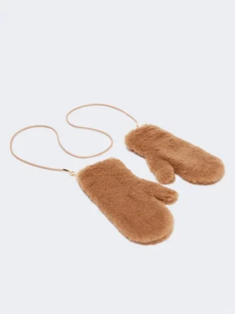 Wanten van teddystof, camel