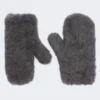 Wanten van wol en alpaca teddystof, middengrijs Wanten van wol en alpaca teddystof, middengrijs