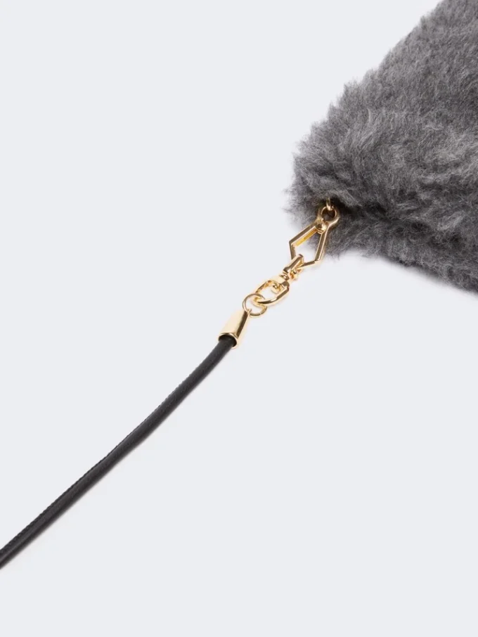 Wanten van wol en alpaca teddystof, middengrijs Wanten van wol en alpaca teddystof, middengrijs