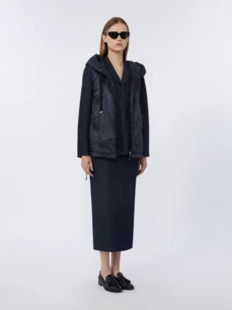 Waterafstotend gewatteerd canvas vest met capuchon, midnightblue