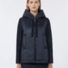 Waterafstotend gewatteerd canvas vest met capuchon, midnightblue Waterafstotend gewatteerd canvas vest met capuchon, midnightblue