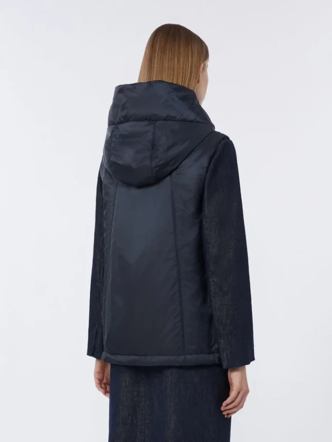 Waterafstotend gewatteerd canvas vest met capuchon, midnightblue Waterafstotend gewatteerd canvas vest met capuchon, midnightblue